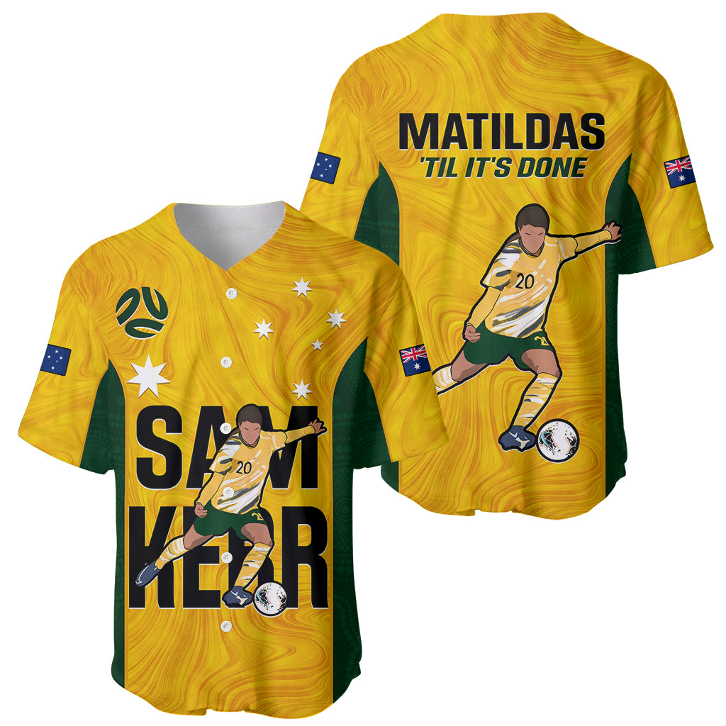 Australia Soccer Baseball Jersey Sam Kerr Matildas Proud 2023 World Cup Yellow - Wonder Print Shop