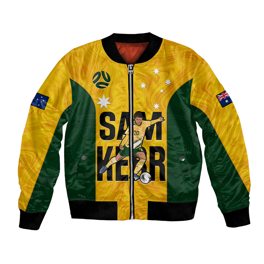 Australia Soccer Bomber Jacket Sam Kerr Matildas Proud 2023 World Cup Yellow - Wonder Print Shop