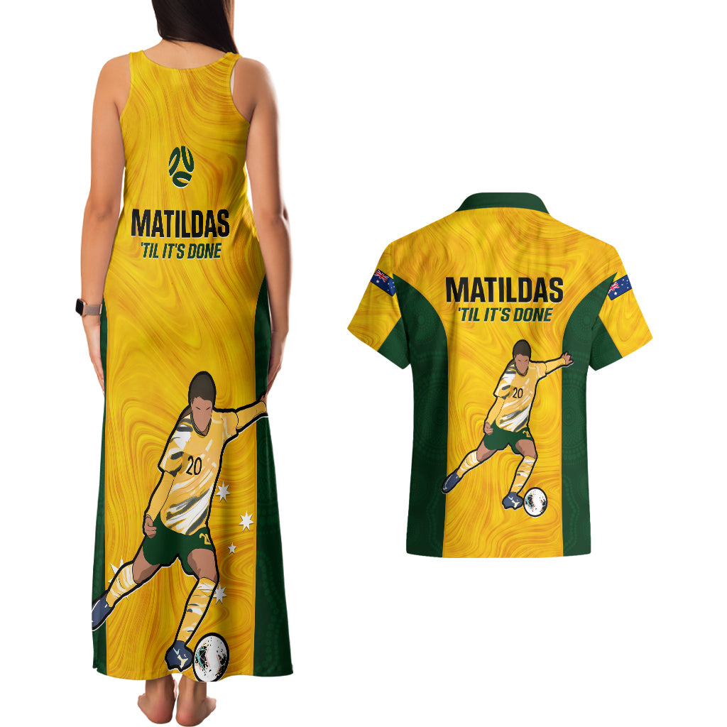 Australia Soccer Couples Matching Tank Maxi Dress and Hawaiian Shirt Sam Kerr Matildas Proud 2023 World Cup Yellow - Wonder Print Shop