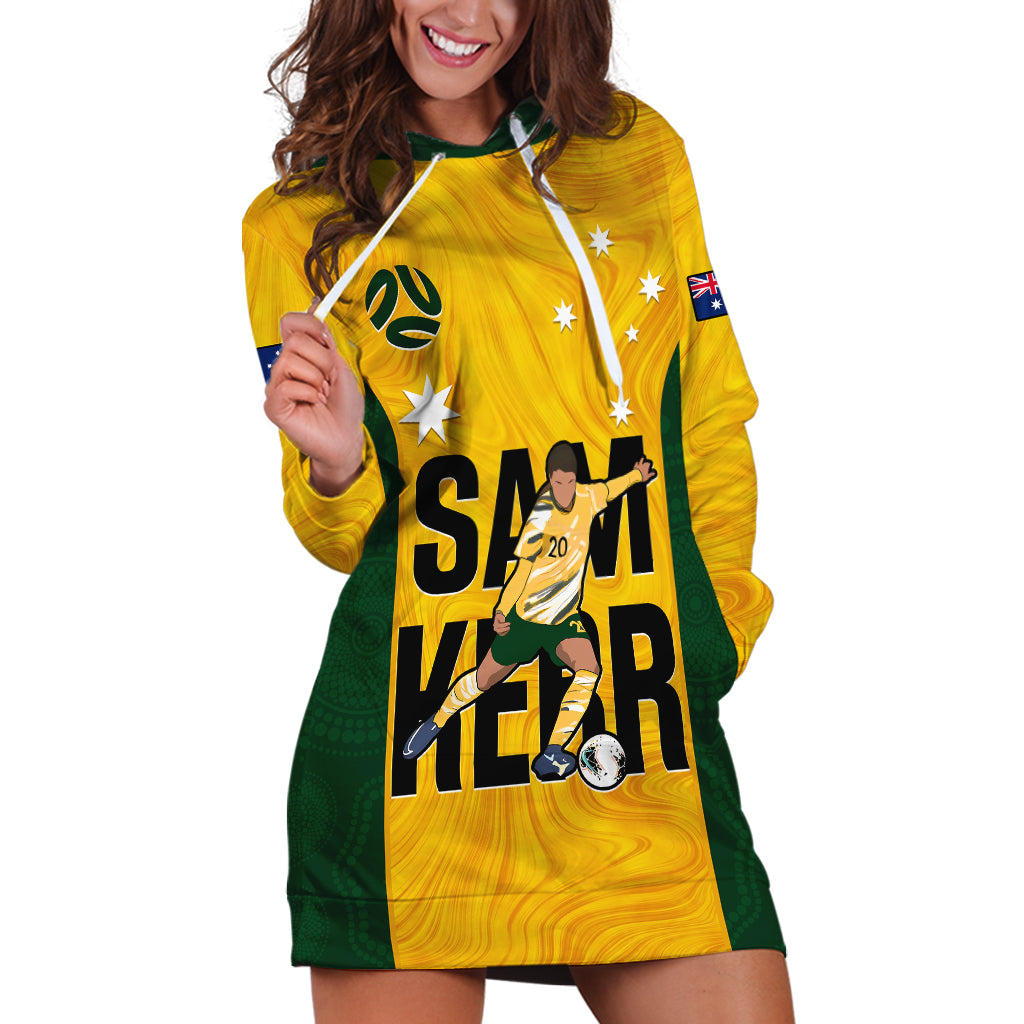 Australia Soccer Hoodie Dress Sam Kerr Matildas Proud 2023 World Cup Yellow - Wonder Print Shop