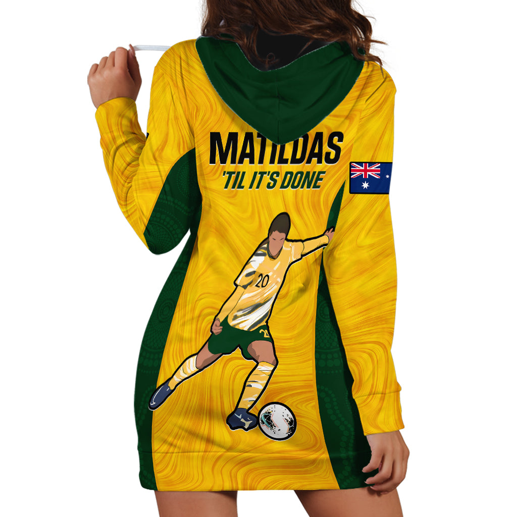 Australia Soccer Hoodie Dress Sam Kerr Matildas Proud 2023 World Cup Yellow - Wonder Print Shop
