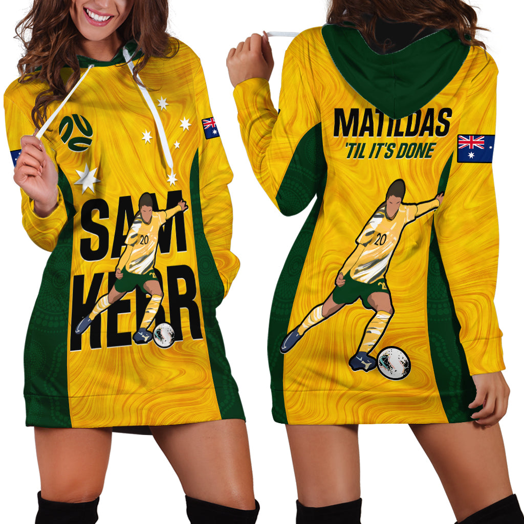 Australia Soccer Hoodie Dress Sam Kerr Matildas Proud 2023 World Cup Yellow - Wonder Print Shop