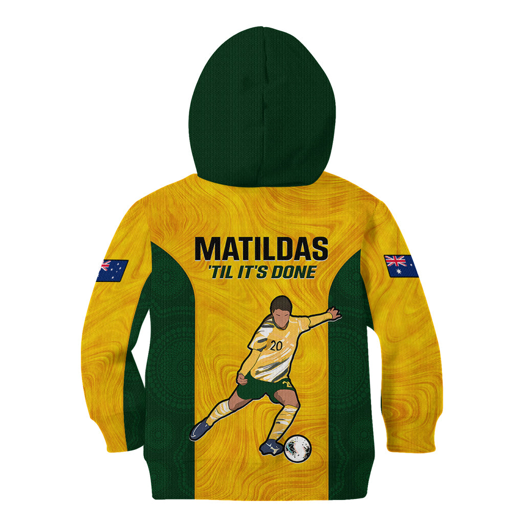 Australia Soccer Kid Hoodie Sam Kerr Matildas Proud 2023 World Cup Yellow - Wonder Print Shop