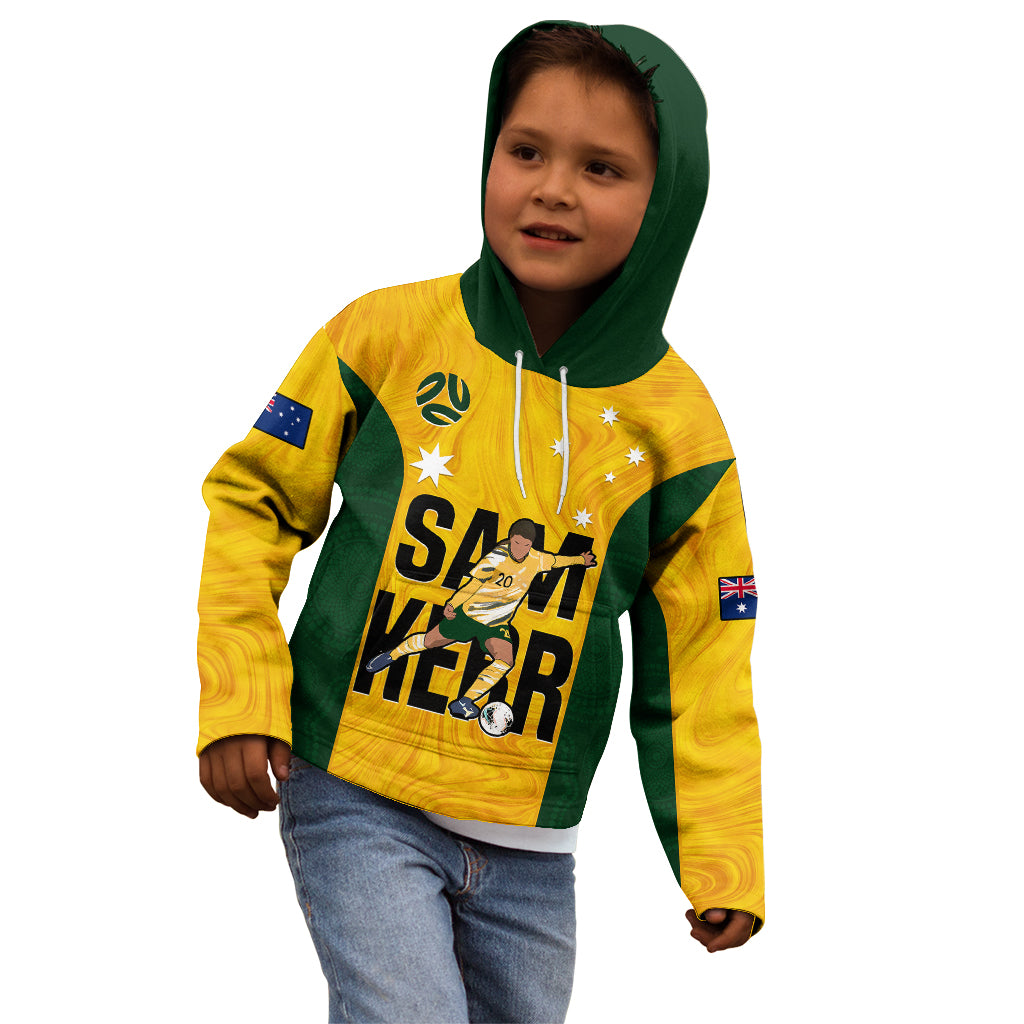Australia Soccer Kid Hoodie Sam Kerr Matildas Proud 2023 World Cup Yellow - Wonder Print Shop