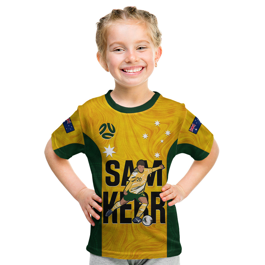 Australia Soccer Kid T Shirt Sam Kerr Matildas Proud 2023 World Cup Yellow - Wonder Print Shop