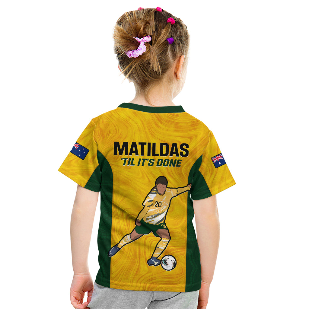 Australia Soccer Kid T Shirt Sam Kerr Matildas Proud 2023 World Cup Yellow - Wonder Print Shop
