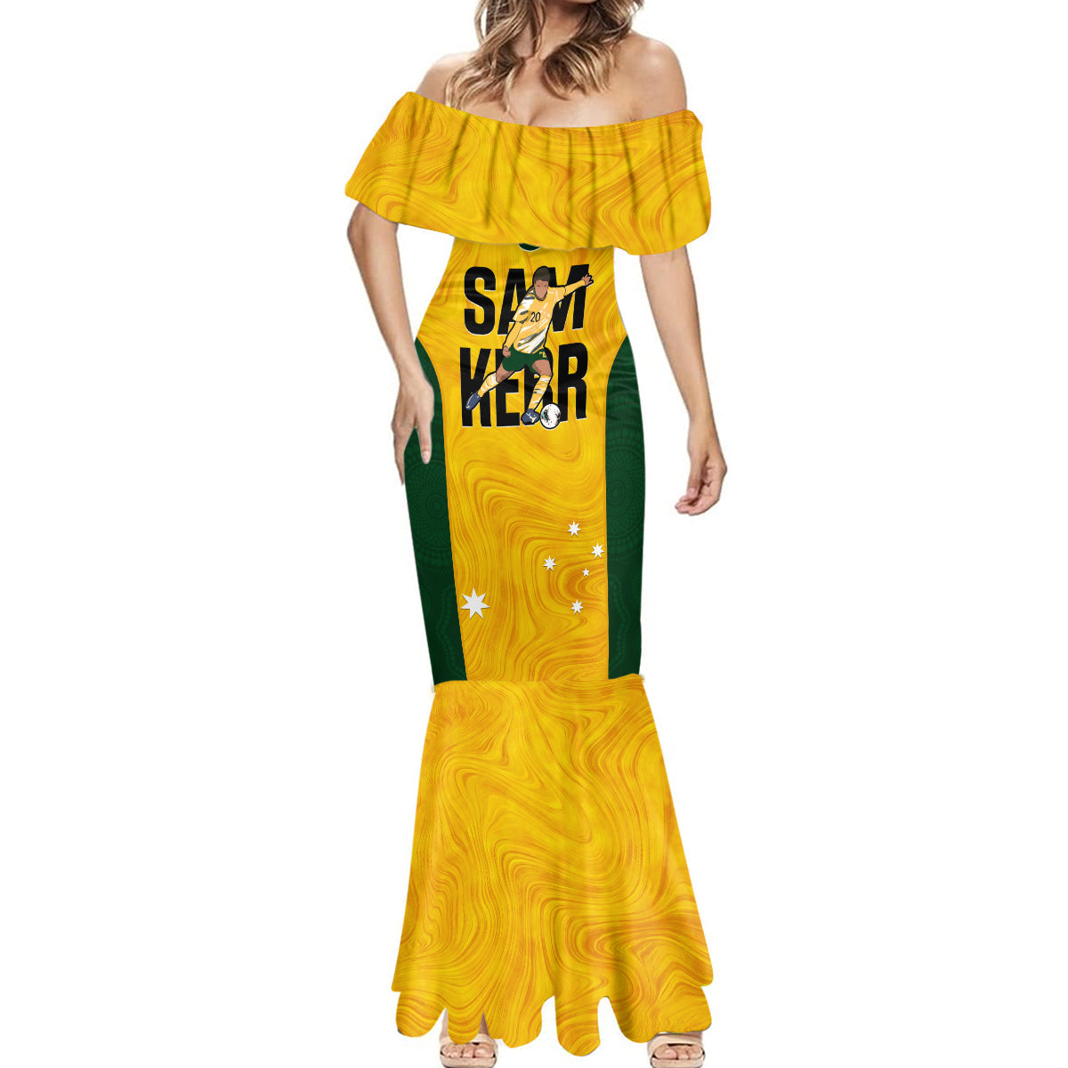 Australia Soccer Mermaid Dress Sam Kerr Matildas Proud 2023 World Cup Yellow - Wonder Print Shop