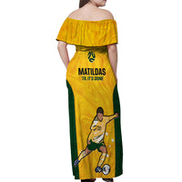 Australia Soccer Off Shoulder Maxi Dress Sam Kerr Matildas Proud 2023 World Cup Yellow - Wonder Print Shop