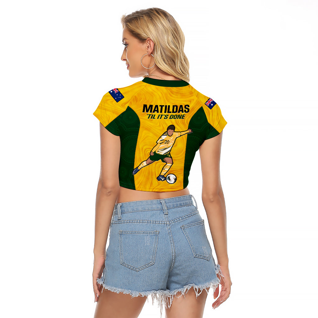 Australia Soccer Raglan Cropped T Shirt Sam Kerr Matildas Proud 2023 World Cup Yellow - Wonder Print Shop