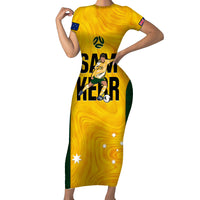 Australia Soccer Short Sleeve Bodycon Dress Sam Kerr Matildas Proud 2023 World Cup Yellow - Wonder Print Shop