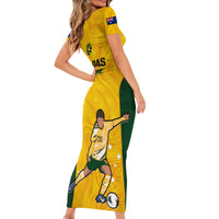 Australia Soccer Short Sleeve Bodycon Dress Sam Kerr Matildas Proud 2023 World Cup Yellow - Wonder Print Shop
