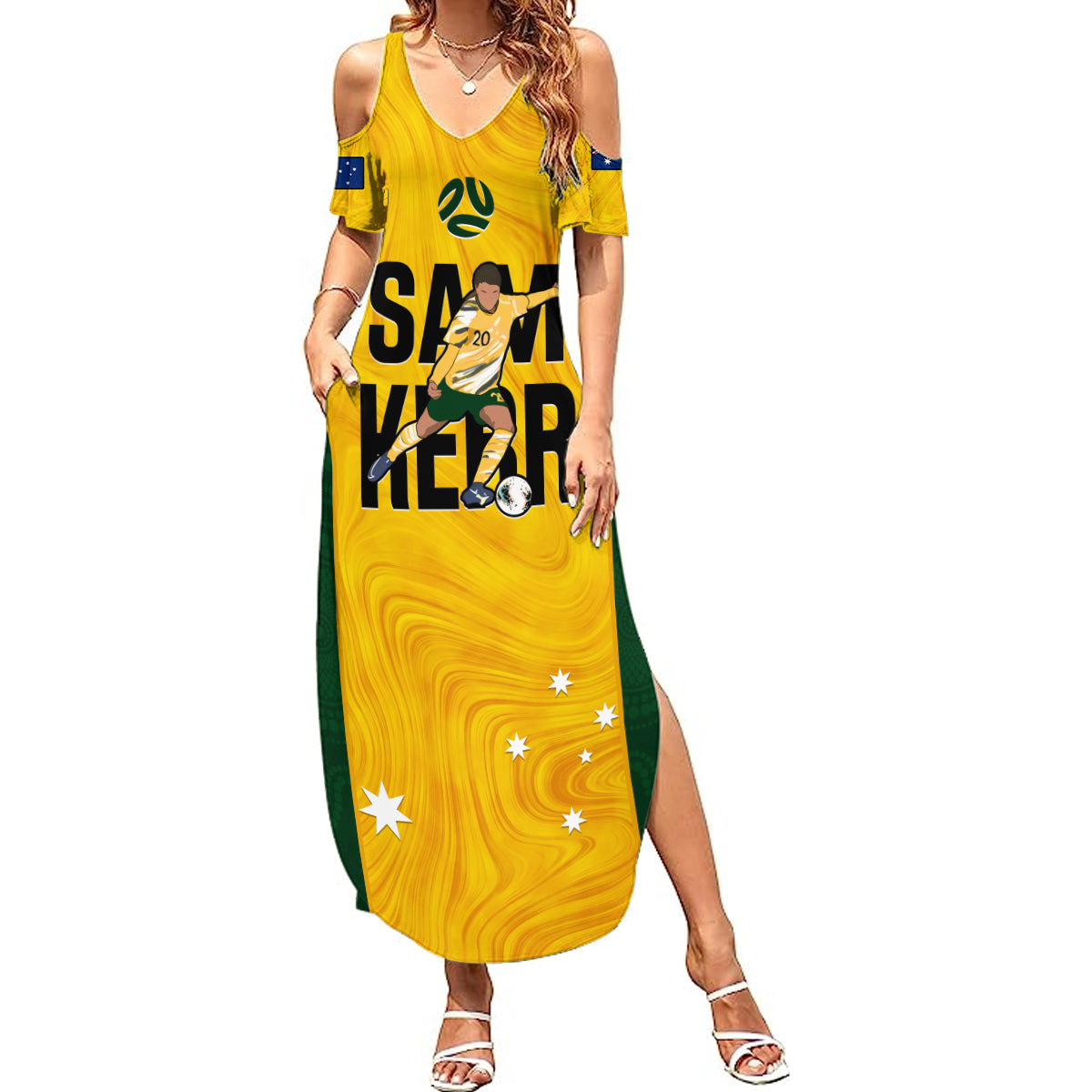 Australia Soccer Summer Maxi Dress Sam Kerr Matildas Proud 2023 World Cup Yellow - Wonder Print Shop