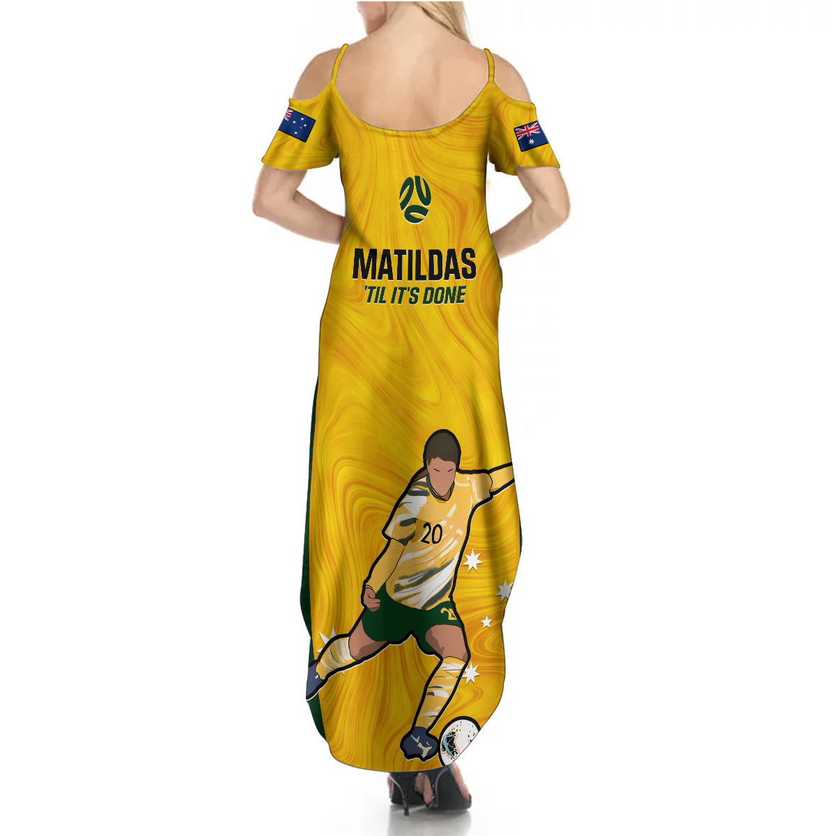 Australia Soccer Summer Maxi Dress Sam Kerr Matildas Proud 2023 World Cup Yellow - Wonder Print Shop