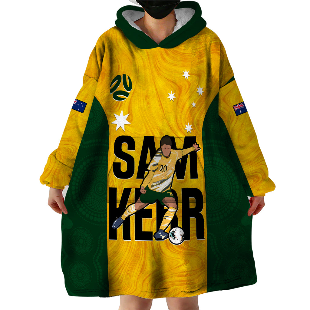 Australia Soccer Wearable Blanket Hoodie Sam Kerr Matildas Proud 2023 World Cup Yellow - Wonder Print Shop
