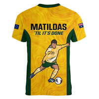 Australia Soccer Women V Neck T Shirt Sam Kerr Matildas Proud 2023 World Cup Yellow - Wonder Print Shop