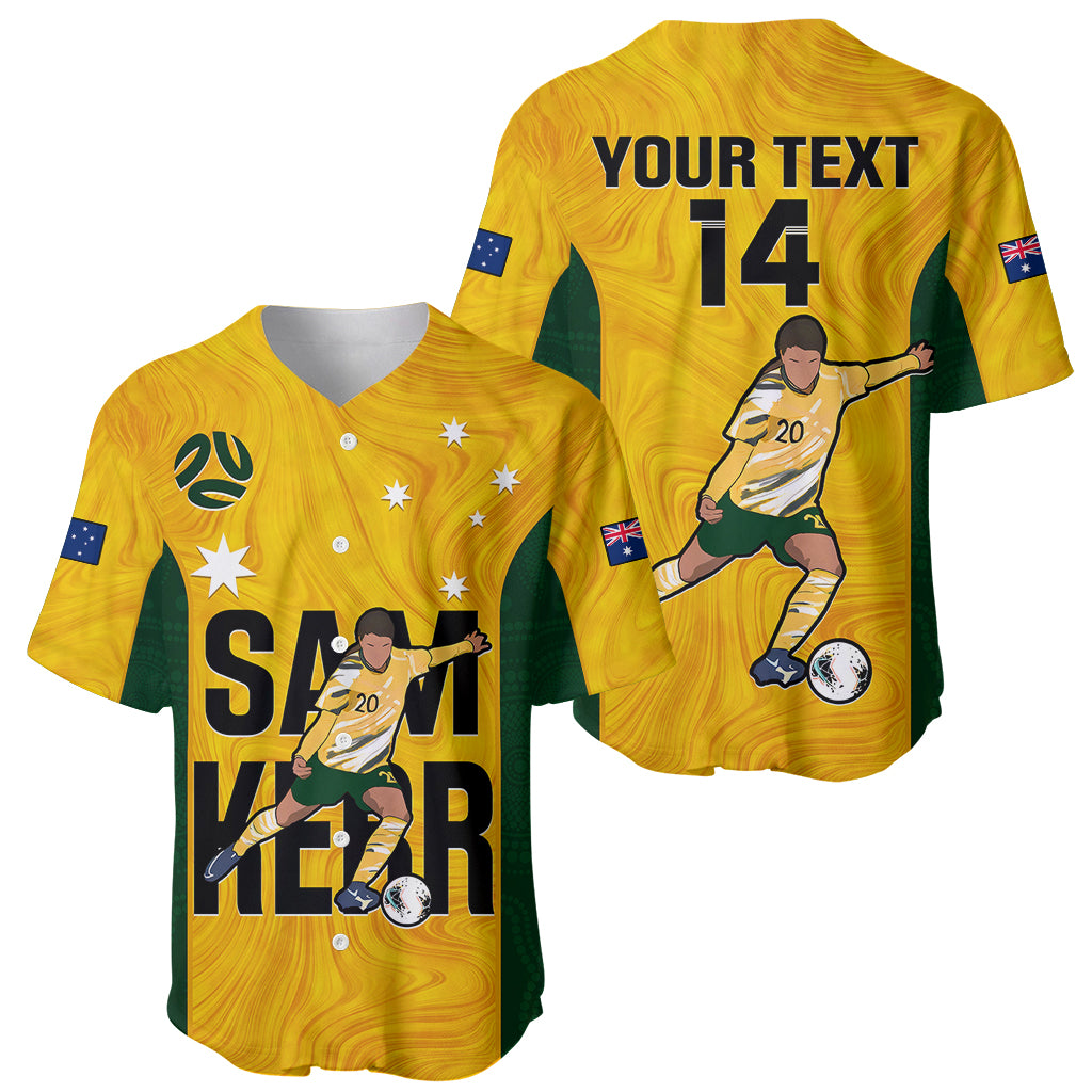 Custom Australia Soccer Baseball Jersey Sam Kerr Matildas Proud 2023 World Cup Yellow - Wonder Print Shop