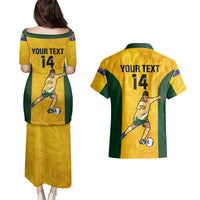 Custom Australia Soccer Couples Matching Puletasi Dress and Hawaiian Shirt Sam Kerr Matildas Proud 2023 World Cup Yellow - Wonder Print Shop