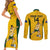 Custom Australia Soccer Couples Matching Short Sleeve Bodycon Dress and Long Sleeve Button Shirts Sam Kerr Matildas Proud 2023 World Cup Yellow - Wonder Print Shop