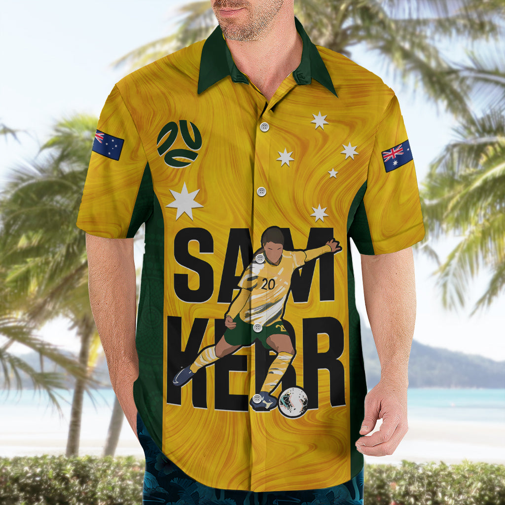 Custom Australia Soccer Hawaiian Shirt Sam Kerr Matildas Proud 2023 World Cup Yellow - Wonder Print Shop