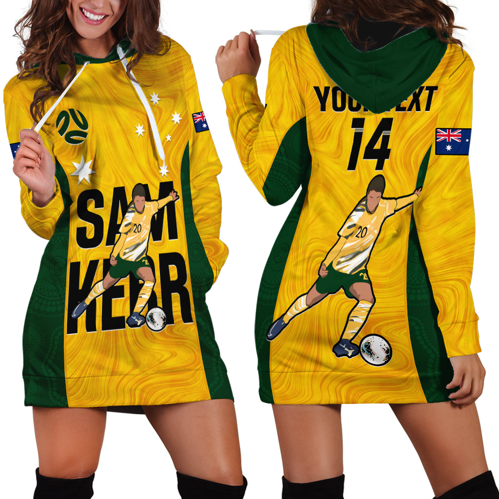 Custom Australia Soccer Hoodie Dress Sam Kerr Matildas Proud 2023 World Cup Yellow - Wonder Print Shop