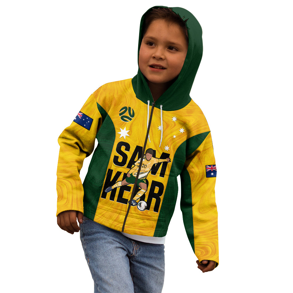 Custom Australia Soccer Kid Hoodie Sam Kerr Matildas Proud 2023 World Cup Yellow - Wonder Print Shop