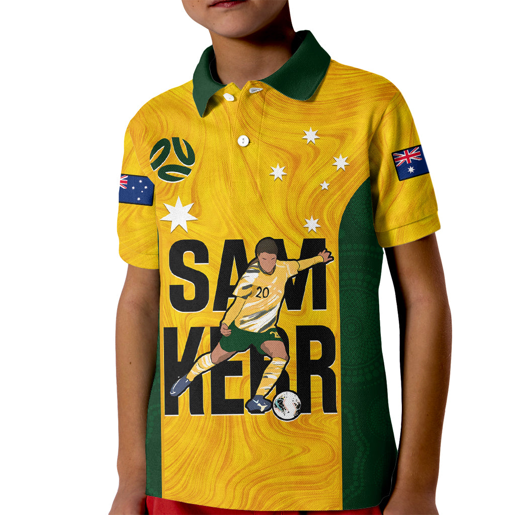 Custom Australia Soccer Kid Polo Shirt Sam Kerr Matildas Proud 2023 World Cup Yellow - Wonder Print Shop