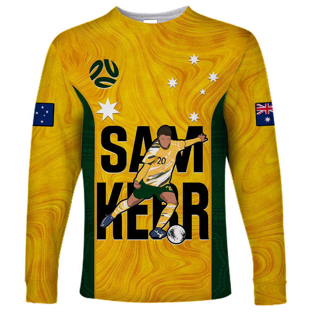 Custom Australia Soccer Long Sleeve Shirt Sam Kerr Matildas Proud 2023 World Cup Yellow - Wonder Print Shop