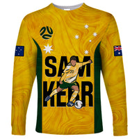 Custom Australia Soccer Long Sleeve Shirt Sam Kerr Matildas Proud 2023 World Cup Yellow - Wonder Print Shop