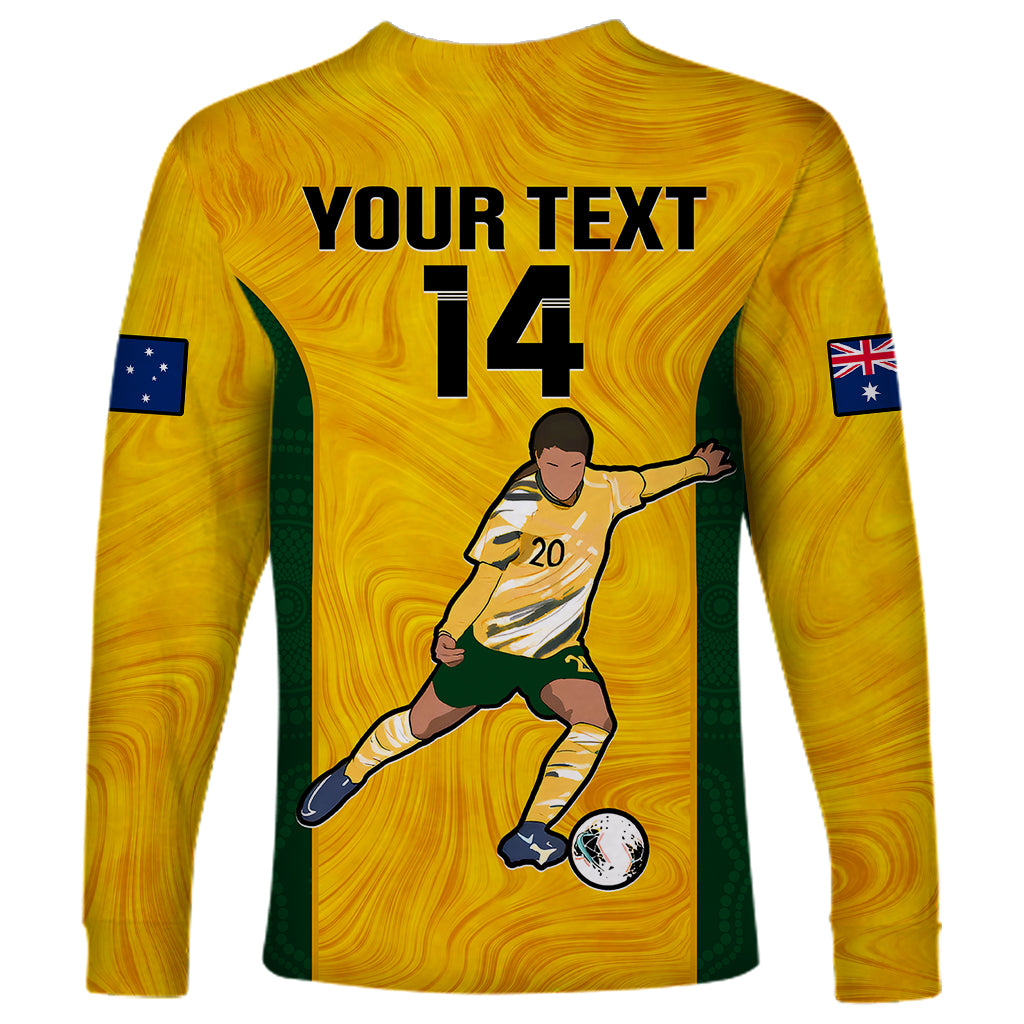 Custom Australia Soccer Long Sleeve Shirt Sam Kerr Matildas Proud 2023 World Cup Yellow - Wonder Print Shop