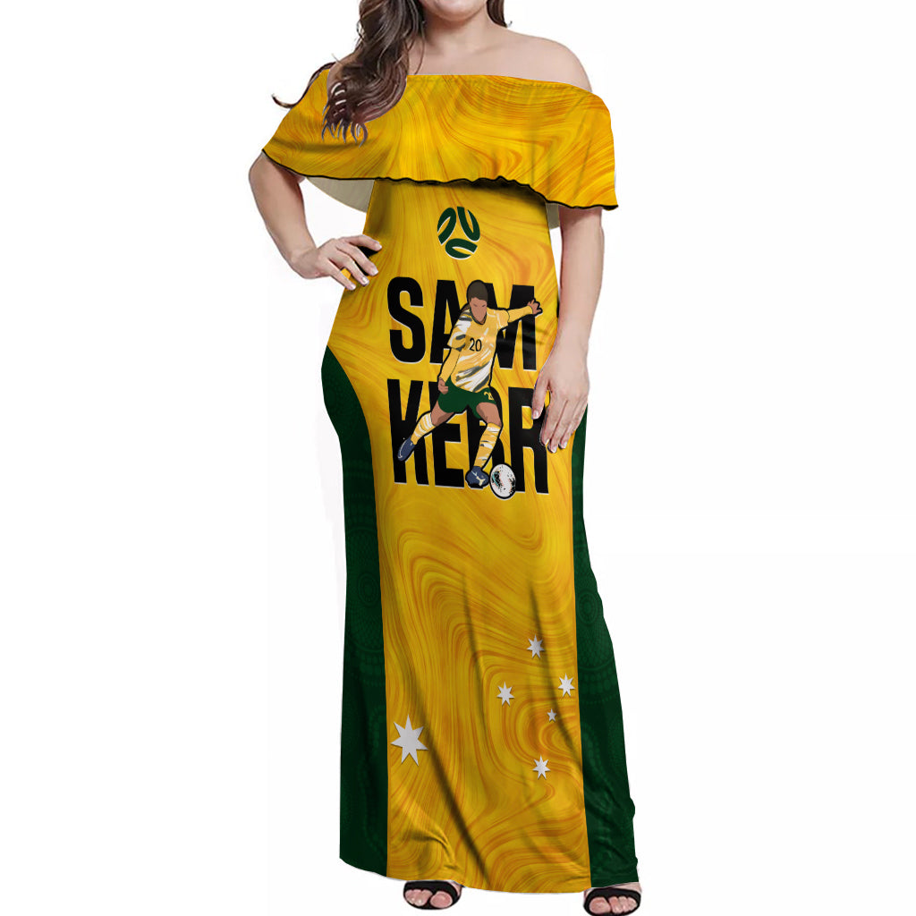 Custom Australia Soccer Off Shoulder Maxi Dress Sam Kerr Matildas Proud 2023 World Cup Yellow - Wonder Print Shop