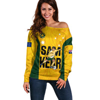 Custom Australia Soccer Off Shoulder Sweater Sam Kerr Matildas Proud 2023 World Cup Yellow - Wonder Print Shop