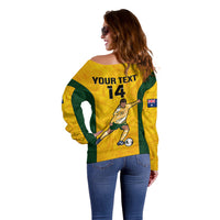 Custom Australia Soccer Off Shoulder Sweater Sam Kerr Matildas Proud 2023 World Cup Yellow - Wonder Print Shop