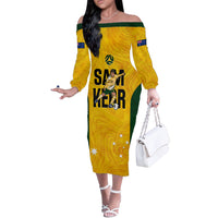 Custom Australia Soccer Off The Shoulder Long Sleeve Dress Sam Kerr Matildas Proud 2023 World Cup Yellow - Wonder Print Shop