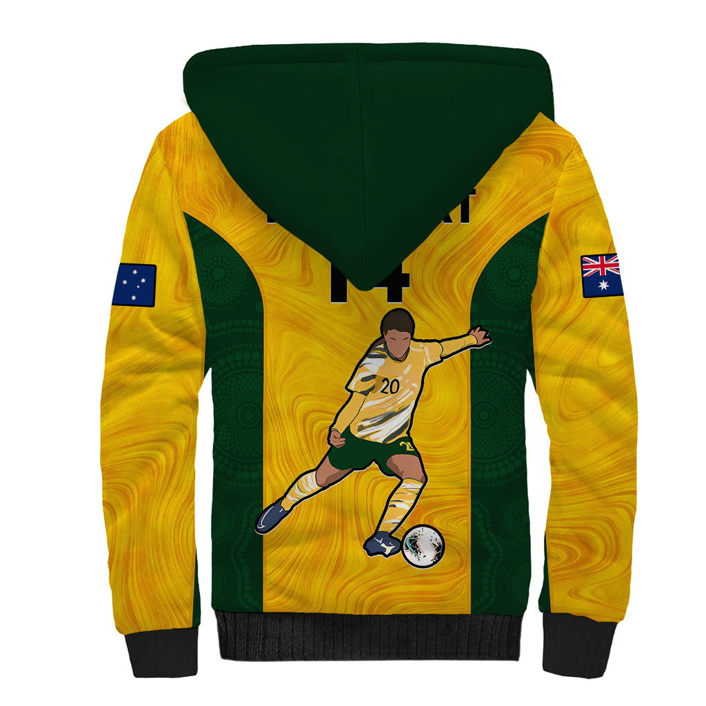 Custom Australia Soccer Sherpa Hoodie Sam Kerr Matildas Proud 2023 World Cup Yellow - Wonder Print Shop