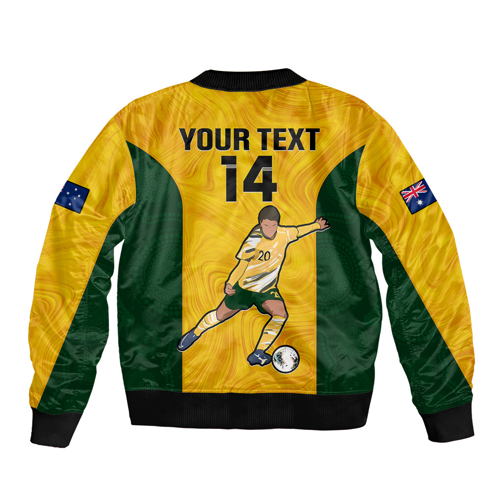 Custom Australia Soccer Sleeve Zip Bomber Jacket Sam Kerr Matildas Proud 2023 World Cup Yellow - Wonder Print Shop