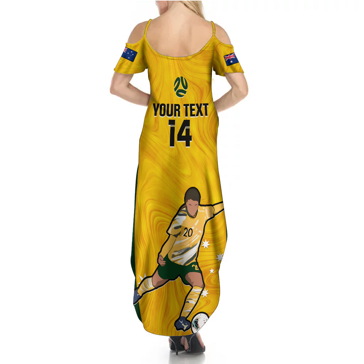 Custom Australia Soccer Summer Maxi Dress Sam Kerr Matildas Proud 2023 World Cup Yellow - Wonder Print Shop