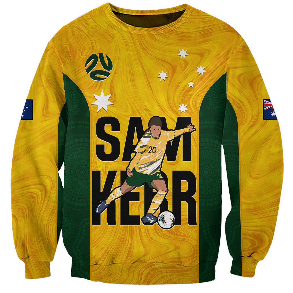 Custom Australia Soccer Sweatshirt Sam Kerr Matildas Proud 2023 World Cup Yellow - Wonder Print Shop