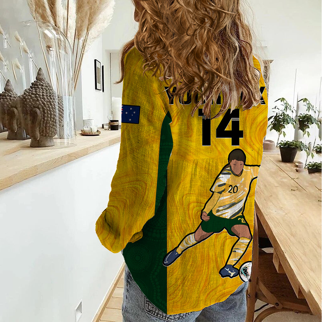 Custom Australia Soccer Women Casual Shirt Sam Kerr Matildas Proud 2023 World Cup Yellow - Wonder Print Shop