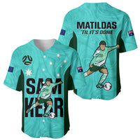 Australia Soccer Baseball Jersey Sam Kerr Matildas Proud 2023 World Cup Turquoise - Wonder Print Shop