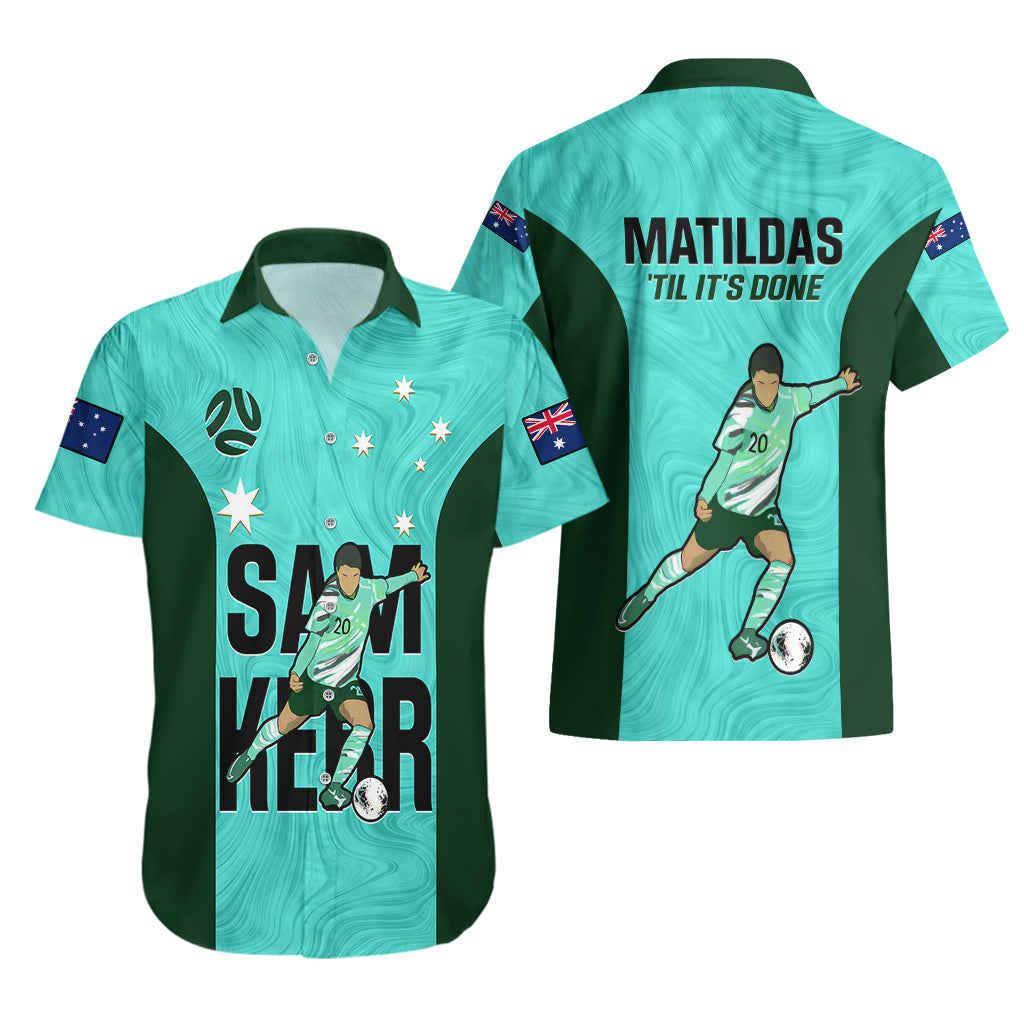 Australia Soccer Hawaiian Shirt Sam Kerr Matildas Proud 2023 World Cup Turquoise - Wonder Print Shop