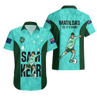 Australia Soccer Hawaiian Shirt Sam Kerr Matildas Proud 2023 World Cup Turquoise - Wonder Print Shop