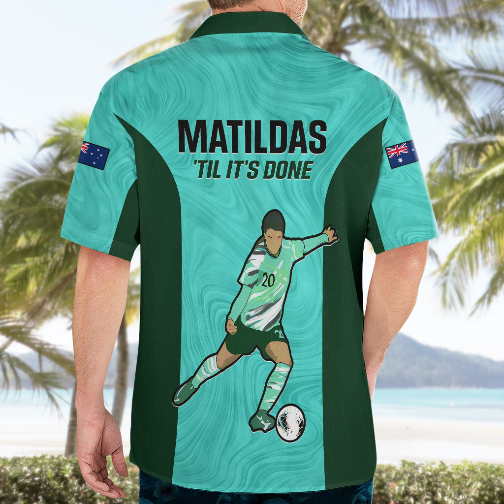 Australia Soccer Hawaiian Shirt Sam Kerr Matildas Proud 2023 World Cup Turquoise - Wonder Print Shop