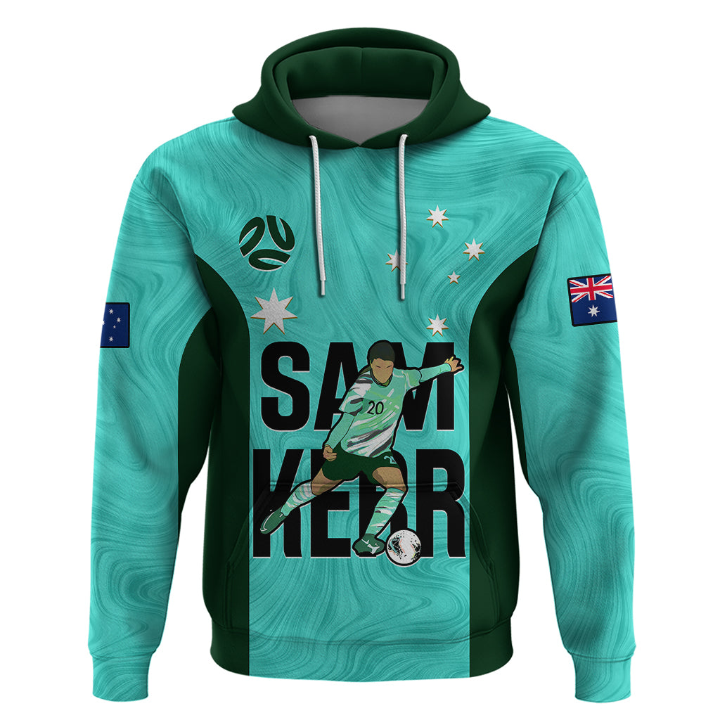 Australia Soccer Hoodie Sam Kerr Matildas Proud 2023 World Cup Turquoise - Wonder Print Shop