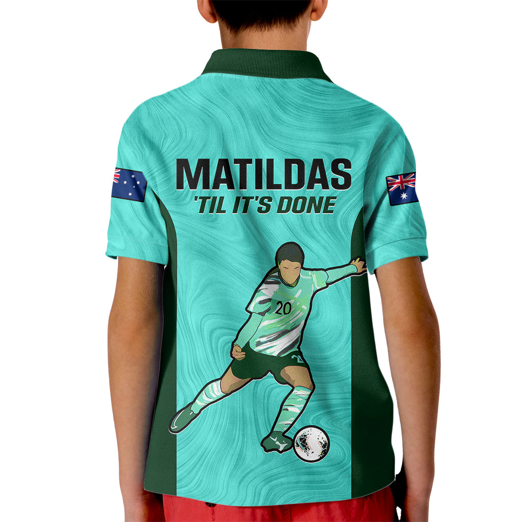 Australia Soccer Kid Polo Shirt Sam Kerr Matildas Proud 2023 World Cup Turquoise - Wonder Print Shop