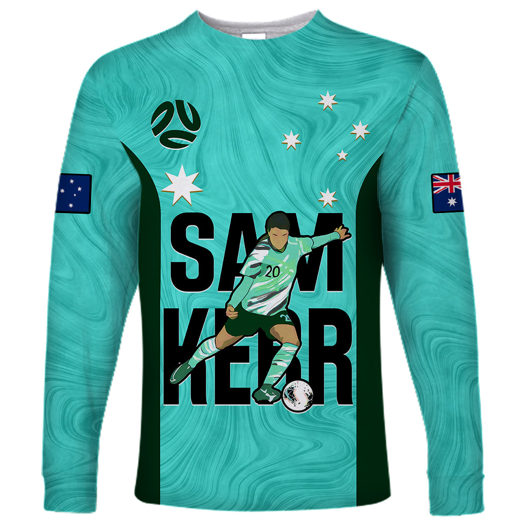 Australia Soccer Long Sleeve Shirt Sam Kerr Matildas Proud 2023 World Cup Turquoise - Wonder Print Shop