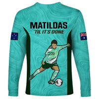 Australia Soccer Long Sleeve Shirt Sam Kerr Matildas Proud 2023 World Cup Turquoise - Wonder Print Shop