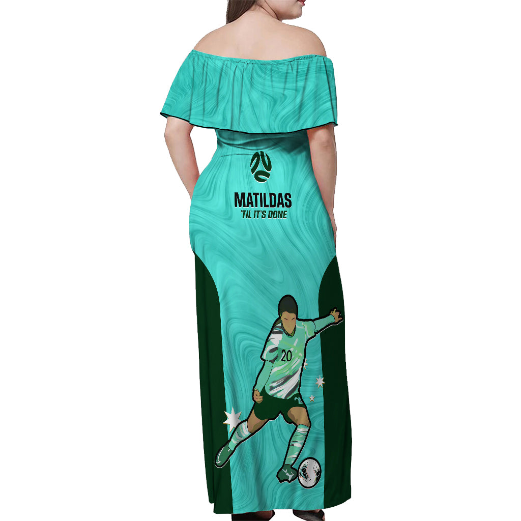 Australia Soccer Off Shoulder Maxi Dress Sam Kerr Matildas Proud 2023 World Cup Turquoise - Wonder Print Shop