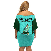 Australia Soccer Off Shoulder Short Dress Sam Kerr Matildas Proud 2023 World Cup Turquoise - Wonder Print Shop