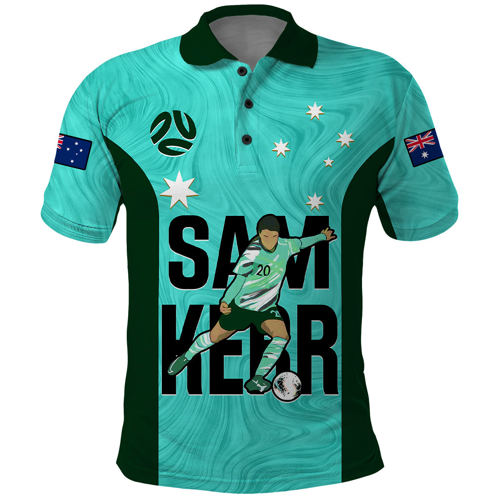 Australia Soccer Polo Shirt Sam Kerr Matildas Proud 2023 World Cup Turquoise - Wonder Print Shop