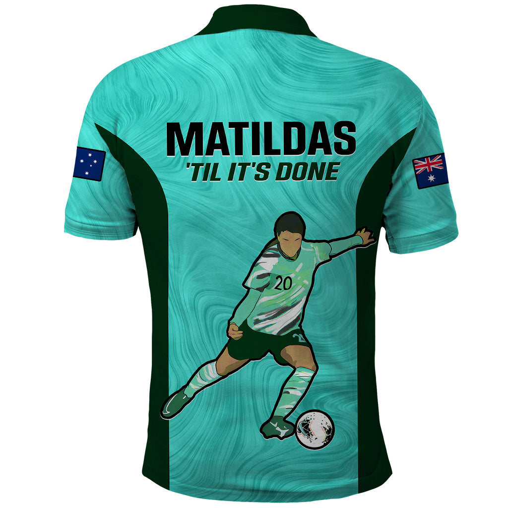 Australia Soccer Polo Shirt Sam Kerr Matildas Proud 2023 World Cup Turquoise - Wonder Print Shop